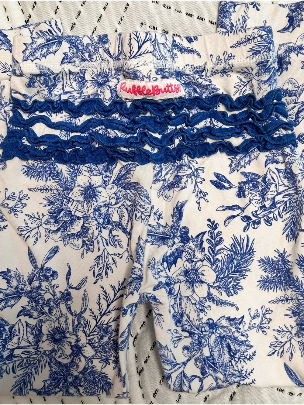 Ruffle Butts Blue & White Floral Long Sleeve Tee